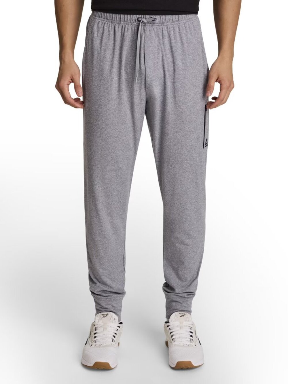 Reebok Legacy Jogger Pants Men's XL Gray Stretch Athletic Sweatpants Zip Pockets